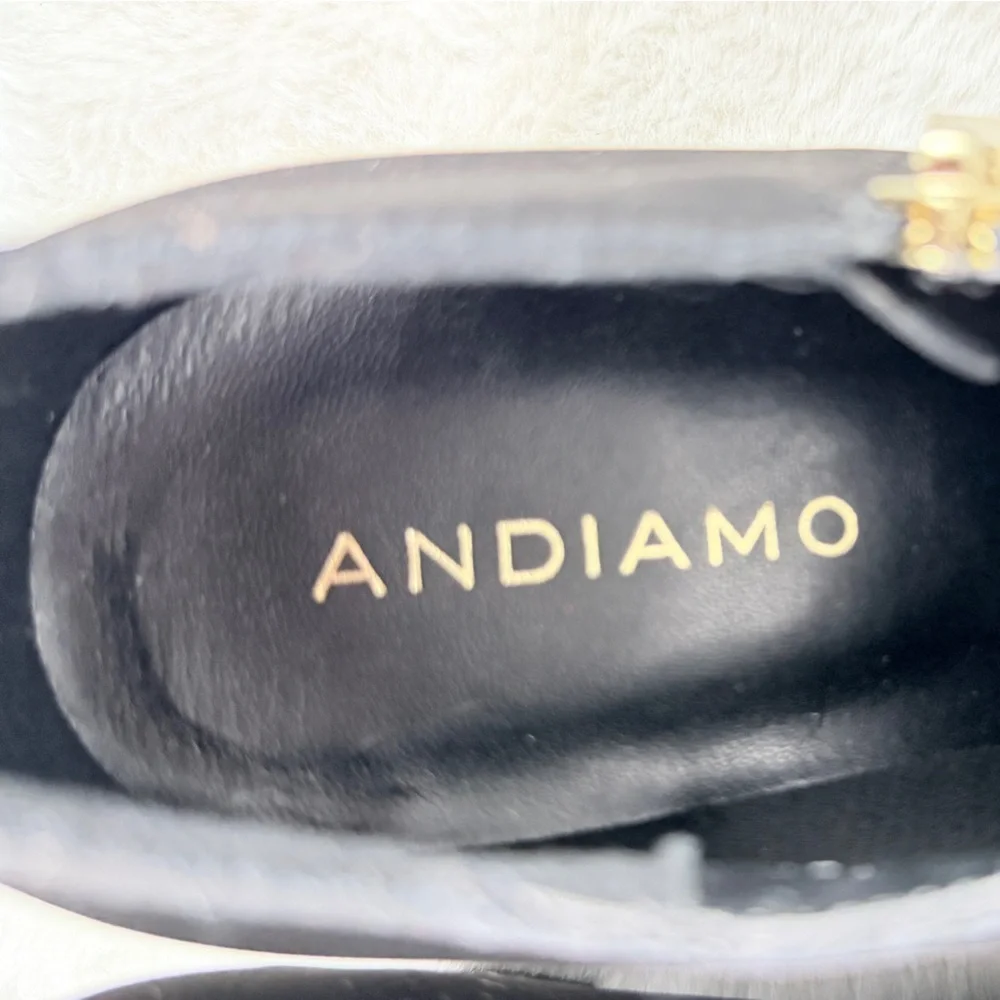 Andiamo Black Faux Suede Wedge Ankle Booties Size 6.5